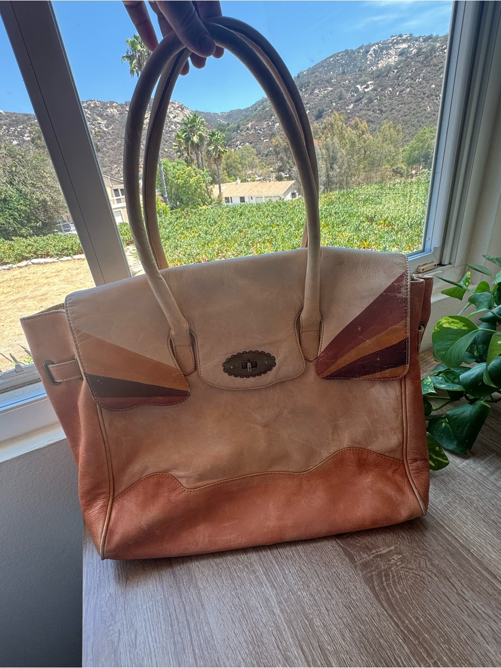 We The Free Sol Painted Sunset Leather Satchel RARE 🌞
